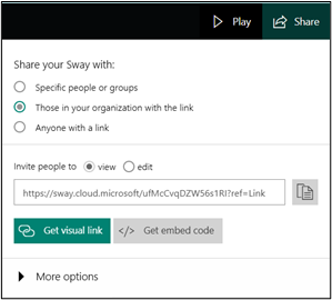 A screenshot of the Share options